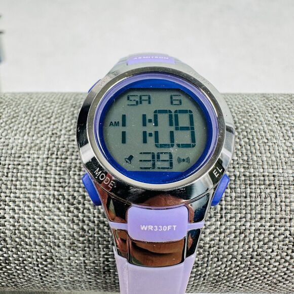Armiton Watch Womens 27mm Purple Pro Sport Digital Alarm Day Date New Battery - Picture 1 of 9